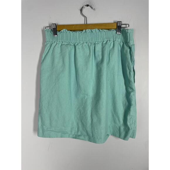 J.Crew, Sz 2, Aqua Blue Paperbag Waist Short Skirt, Linen & Cotton, Lightweight - Picture 4 of 8
